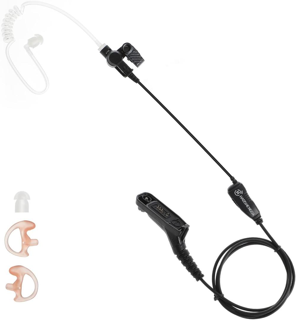 Earpiece Compatible with Motorola Radios APX 6000 XPR 7550e | Fits APX 8000/7000/4000 & XPR 7350e/7580e/7380e/7550/7350, Acoustic Tube Surveillance Headset, One-Click PTT, Plug and Play