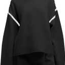 Saodimallsu Womens Sweaters Crewneck Long Sleeve Fall Chunky Knit Sweater Color Block Slouchy Loose Pullover Jumper Tops, M