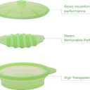 Microwave Steamer Cooker Collapsible Bowl Silicone Cookware Baked Potato with Handle Lid for Vegetables Fish Prep Meal Food with Removable Rack BPA Free Easy to Store Freezer Dishwasher Safe Green