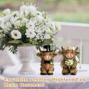 2 Pack Highland Cow Decor Resin Wedding Highland Cow Figurine Gnomes with Rose Hat Wreath Resin Statue for Wedding Garden Table Shelf Home Decor Calf Gnome Herd Gifts