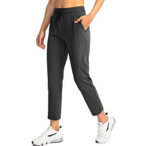 Soothfeel Women's Pants with 4 Pockets 7/8 Stretch High Waisted Sweatpants Travel Athletic Work Golf Pants for Women 
(Charcoal, S)