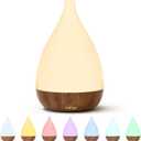Ultrasonic Essential Oil Diffuser, Home Fragrance Aroma Diffuser with Auto Shut-Off, 8-Color Night Light & Ultra-Quiet Operation, BPA-Free Portable Aromatherapy Humidifier for Home (Dark) (Wood Grain (Dark))