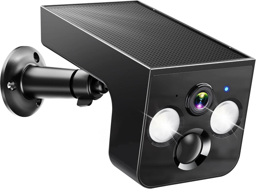 Solar Security Cameras Wireless Outdoor, 2K Battery Powered, Cloud/SD Storage, Built-in Solar, IP65 Waterproof, AI Motion, Color Night Vision, Outside WiFi Cameras for Home Security, Pack of 2