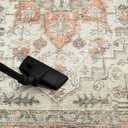 Keen Home Design 3x5 Rug - Machine Washable Entry Rug with Non-Slip Backing, Ideal for Enteryway, Kitchen, Bathroom, Laundry Room - Vintage, Easy Clean, Durable, Low Pile - (3' x 5') (Orange/Offwhite)