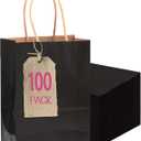 qiqee 100-Packs Black Paper Gift Bags with Handles Bulk 4.5"2.5"6" Mini Size Gift Bags Multiple Uses