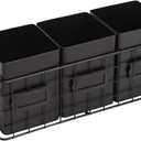 NIKKY HOME Farmhouse 3 Compartment Flatware Cutlery Caddy Countertop Silverware Holder for Spoons, Knives, Forks - Black