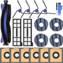 19 Pack X10 Pro Omni Replacement Parts Compatible with Eufy X10 Pro Omni Robot Vacuum Cleaner Accessories, 1 Main Roller Brush, 4 Mop Pads, 4 Side Brushes, 2 Hepa Filters, 6 Dust Bags, 2 Tool
