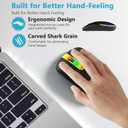HZD LED Wireless Mouse, Slim Silent Rechargeable Mouse for Laptop, 2.4G Portable USB Optical Mouse with Type C Adapter, 3 Adjustable DPI Levels 1600/1200/800 for Tablet/Computer Black