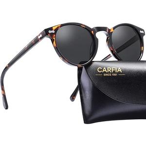 CARFIA Retro Polarized Sunglasses for Men UV400 Protection Handmade Acetate Round Frame CA5288L CARFIA Retro Polarized Sunglasses for Men UV400 Protection Handmade Acetate Round Frame CA5288L