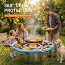 onlyfire Direct Mount Tabletop & Cooking Kit Combo for Solo Stove Bonfire 19.5 inch Fire Pit, 40" Round Heat-Resistant Surround Tray, Height-Adjustable Swivel BBQ Grate, Stainless Steel Griddle Plate