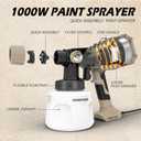 1000W HVLP Paint Sprayer High-Efficiency Electric Spray Gun with 6 Nozzles,Variable Patterns Adjustable Flow, 47oz (1400ml) Detachable Container,Easy to Clean for Home Improvement Projects Battlefield