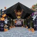 12 Panels 5ftx30ft Black Ceiling Drapes for Halloween Parties 30 FT Extra Long Thick Polyester Wrinkle-Free Drapery Tent Decor Decorations for Birthday Party Ceremony Stage Swag, 60"W x 360"L