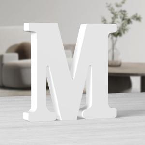 AOCEAN 10 Inch White Big Wood Letters, Unfinished Wooden Letters for Wall Decor Decorative Standing Letters Slices Sign Board Decoration for Craft Home Party Projects (M)