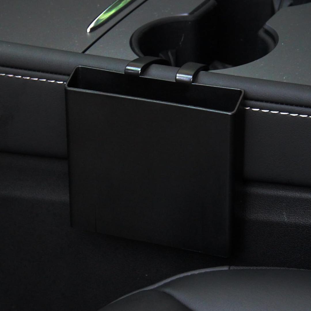 Tesla Console Side Organizer Bag - Black Car Seat Side Phone Holder, Coin Holder, Organizer Tray Storage Box with Hook for Model 3 Y