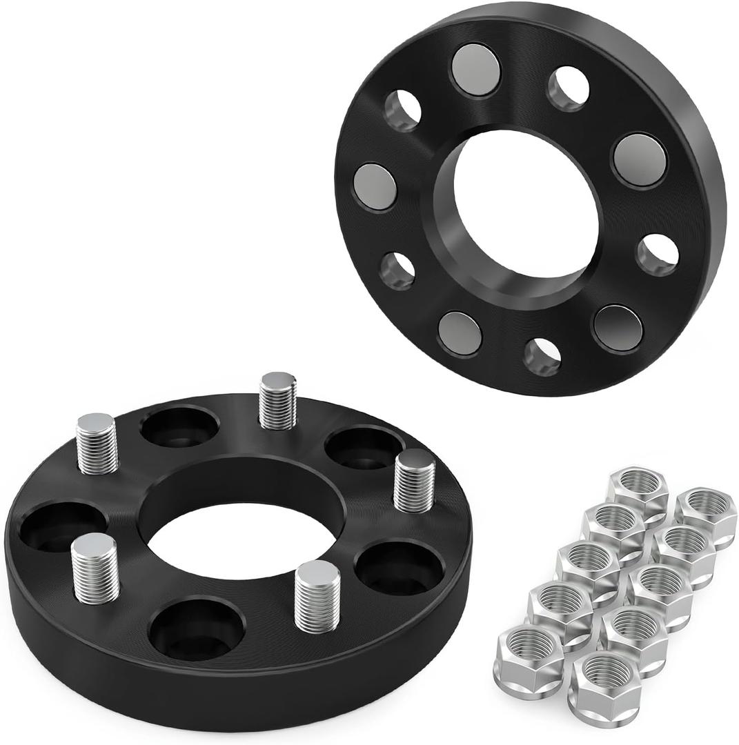 Customadeonly 5x114.3 to 5x100 Wheel Adapters (2pcs 25mm Thick) Black 73mm Bore M12x1.5 Studs -Allow 5x114.3 Hub to Mount 5x100 Wheel -Trimming Factory Studs May Required