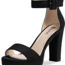 IDIFU Women's IN4 Sabrina Platform Chunky High Heels Ankle Strap Heeled Sandals Wedding Party Dress Shoes (6.5)