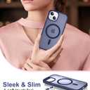 Designed for Magnetic iPhone 14 Case & iPhone 15 Case,[Compatible with MagSafe] [Military Grade Drop Protection] Slim Translucent Matte Shockproof with Anti-Fingerprint Phone Case 6.1"-Seablue
