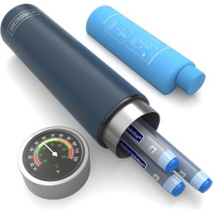 DISONCARE Odyssey 60H Insulin Cooler | Holds 3 Pens, Travel Case with Temperature Dial Cover, TSA-Approved Battery-Free Design, QR Medical Tag (Dark Blue)