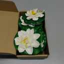 12pcs Floating Foam Lotus Flowers with Lily Pads, Artificial Pond Plants Ornaments for Pool Aquarium Water Decoration, White