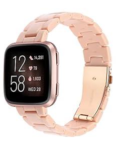 Wearlizer Resin Band Compatible with Fitbit Versa/ Versa 2 / Versa Lite/ Versa SE Bands for Women Men Lightweight Bracelet Replacement Wristband Strap for Versa 2 Smartwatch, Matte Pink