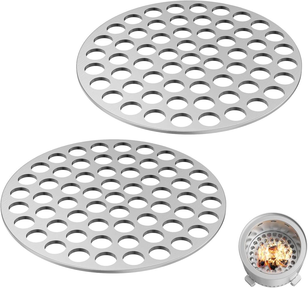 KEESHA 2PCS Pellet Adapter for Solo Stove Lite Fire Pit Dual Fuel Wood and Pellet Converter Prevents Pellet Dropping, Extends Burn Time Stainless Steel, 2mm Thickness (Dia:3.66 in)