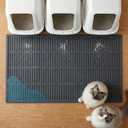 PetNova Extra Large Litter Mat: XL 39"x29" Silicone Waterproof Groove Design Litter Trapping Mat Easy to Clean for Multiple-Cats - Jumbo Non-Slip Cat Box Rug for Floor (Grey)