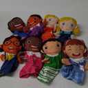 Poen 8 Pcs Hand Puppets Set for Kids Multicultural Hand Puppets Bulk Soft Plush for Toddlers Learning Interaction Suitable for Home Daycare School Classroom Role Play Fantoccini Theater Shows(Smile)