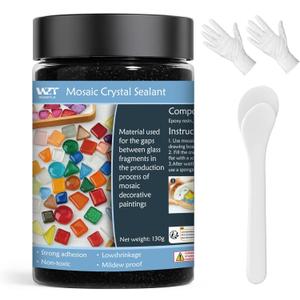 Mosaic Crystal Grout 130g, Mosaic Tile Accessories, No Water Needed, Fast-Drying, Essential for Handmade Grouting, Mosaic Crystal Sealant for All Tiles & Surfaces (Black)