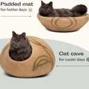 MEOWFIA Cat Cave Premium Felt Cat Bed for Indoor Cats, Handmade Merino Wool (Beige, Medium)