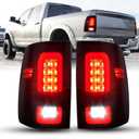 AUTOONE Full LED Ram Tail Light Assembly for 2009 Dodge Ram 1500, 2010-2018 Ram 1500 2500 3500, Driver & Passenger Side with Black Smoked Lens, Blubs Included, Anti-UV Dodge Ram Rear Light Assembly