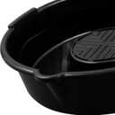 Scepter AM03896 8.4 Quart Round Oil Drain Pan for Engine Oil, and Other Automotive Fluids Including Anti-Freeze, Transmission Fluid and More, 15.87-Inch x 16.51-Inch x 4.2-Inch, Black