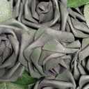 Ling's moment Artificial Flowers 25Pcs Emerald Green Roses Decor w/Stems,3" DIY Foam Floral for Wedding Bouquet/Centerpieces, Outdoors Party Backdrop, Room/Table, and Garden/Pot Decorations