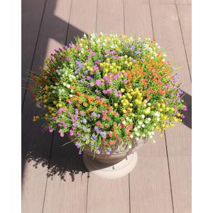 JAKY-Global Faux Artificial Plants Outdoor Flowers Fake Babys Breath Spring Summer Planters Decoration 18 Bundles Gypsophila UV Resistant Realistic for Outside Home Front Porch Patio Yard Decor