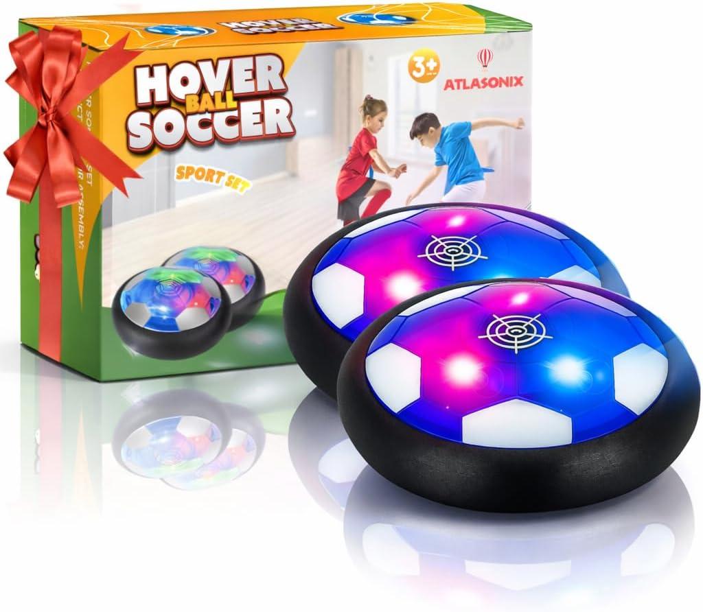 Atlasonix Hover Soccer Ball - Indoor Soccer Ball, Indoor Flying Toy Games (2 Floating Disk) Boy Birthday Gifts, Indoor Silent Game | 2 in 1 Pack