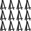 Chuangdi 12 Pieces Black Mini Wood Display Easel, Holder for Small Canvases, Cards, Photos, Notices, etc.(5 Inch)
