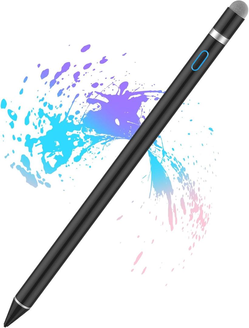 Stylus Digital Pen for Touch Screens, Active Pencil Fine Point Compatible with iPhone iPad and Other Tablets for Drawing and Handwriting (Black)
