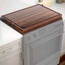 Acacia Wood Noodle Board Stove Cover with Built-in Wavy Handles, Wooden Stove Top Cover for Gas Burners & Electric Stove, Cutting Board with Juice Grooves, Serving Tray 30"L x 22"W x 2.5"H