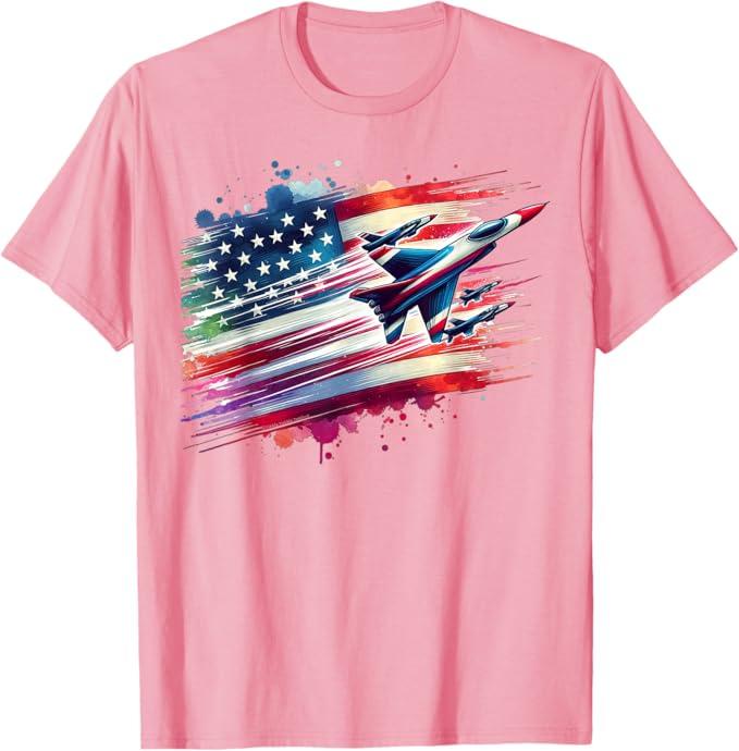 Flying Jets American Flag USA Patriotic 4th of July T-Shirt 2XL