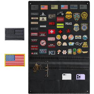 Tactical Patch Display Holder Panel, Foldable Military Patches Display Board Organizer for Collection Army Combat Morale Emblems, Black with Molle System