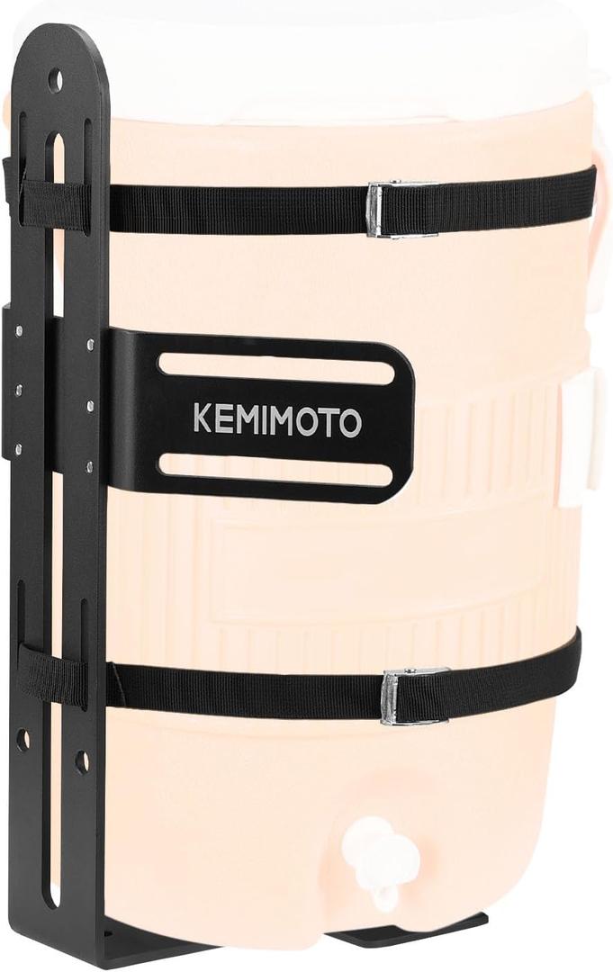 KEMIMOTO 5 Gallon Water Cooler Holder, Steel Trailer Rack for Buckets Compatible with Trailers, Trucks, UTVs, Mowers, RVs Ideal for Landscaping, Worksites, Traveling, Camps (Cooler Not Included)