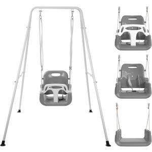 Taleco Gear Toddler Swing, 3-in-1 Swing Sets for Backyard, Baby Swing Outdoor/Indoor, Toddler Swing Set Suitable for Children 6 Months and Older (Black) (Gray)