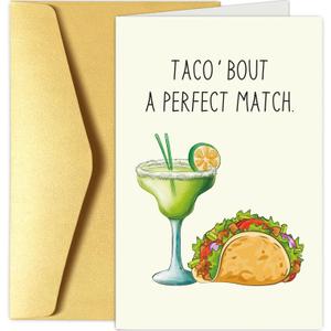 Funny Engagement Card for Couple, Taco And Cocktail Pun Wedding Card for Bride and Groom, Cute Wedding Gift for Friend, Congratulations Card for Newlyweds