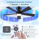 Black Ceiling Fans with Lights - 46" Flush Mount Ceiling Fan with Remote and 5 Reversible Blades, 3CCT Dimmable, 6 Wind Speeds&2H Timer, Indoor Low Profile Fan Light Fixture for Modern Bedroom