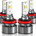 XWQHJW Compatible For Jeep Grand Cherokee High and Low Beams Light Bulbs 2017 2018 2019 2020 2021 2022, 6500K White, 500% Brightness with Cooling Fan, Plug n Play, for OffRoad Use Only, Pack of 4