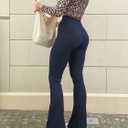 Falre Leggings for Women High Waisted Yoga Pants Crossover Workout Legging Bootcut Flared Dress Pants (Medium, Navy Blue)