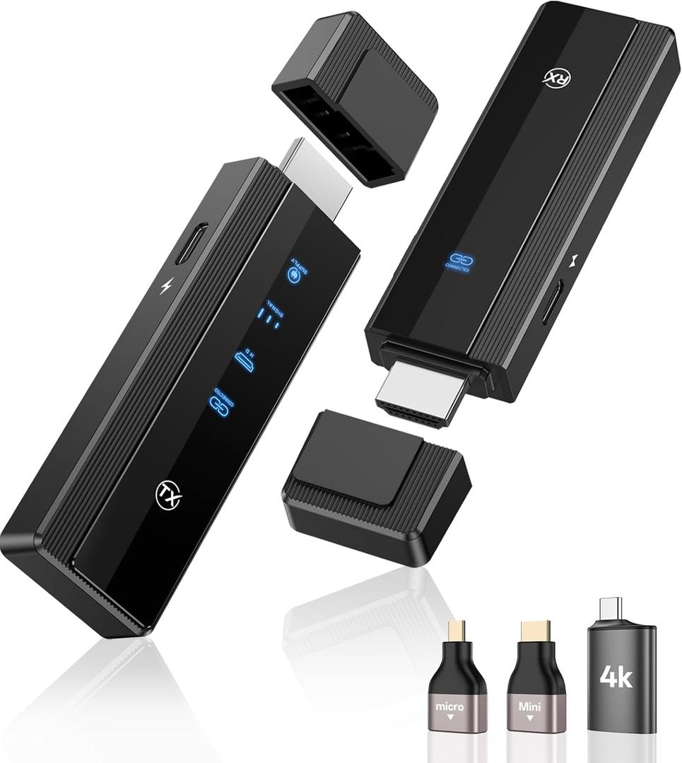 Wireless HDMI Transmitter and Receiver 328FT/100M, 4K Decode & 1080P 60Hz Zero Latency, 5G/2.4G Dual Band,Wireless HDMI Extender Display for Video/Audio to Monitor from Laptop/TV Box-J01