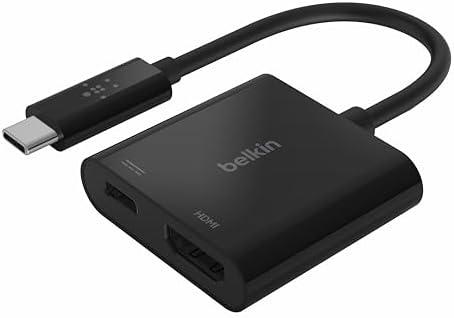 Belkin USB C to HDMI Adapter + USBC Charging Port to Charge While You Display, Supports 4K UHD Video, Passthrough Power up to 60W for Connected Devices, Compatible with MacBook, iPad, Windows