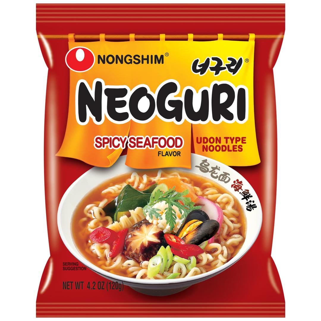 Nongshim Neoguri Spicy Seafood with Udon-Style Noodle, 4.2 Ounce (Pack of 10), Best By: 27 JUN 2026