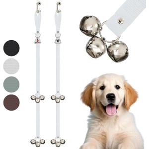Caldwell's Pet Supply Co. Dog Potty Bells, Dog Door Bell, Bells To Go Outside, Potty Training Bell, Dogs Doorbell, Dogs Potty Doorbell, Ring To Go Pee, All Breed Puppy Training Tool - White (Set of 2)