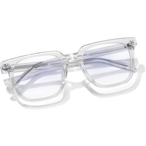 Oversized Square Blue Light Glasses for Woman Men fashion Reduce Eyestrain Protection for TV/Computer/Gaming (Clear)